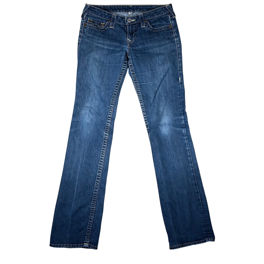 True Religion Straight Leg Jeans Womens 30 Dark Wash Blue W2G502KL3 Y2K Denim